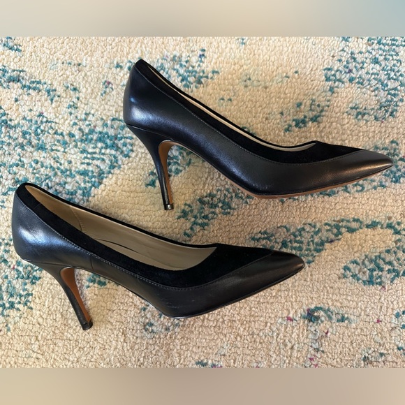 Cole Haan Valerie Pump Black Leather Suede Heels - Picture 3 of 10